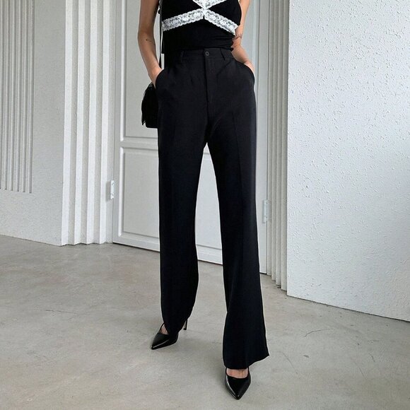 Pants - Black Elegant Women's Straight Leg Business Pants